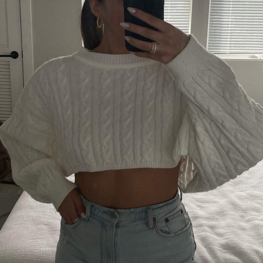 White Cropped Sweater
